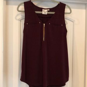 Janet Chung Wine/Burgundy Sleeveless Top